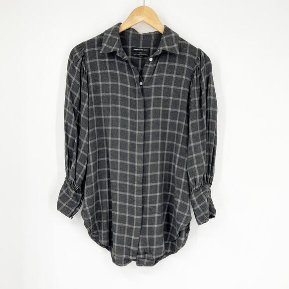 Something Navy Gray Plaid Button Down Shirt Size XS - Picture 1 of 8
